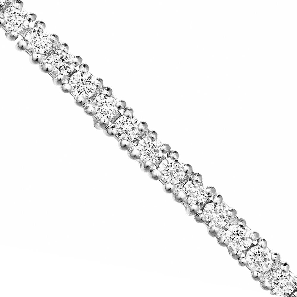 Olas d'Oro - 14K White Gold Diamond Tennis Bracelet with Box Lock Closure - 1.18 Carat Total Diamond Weight