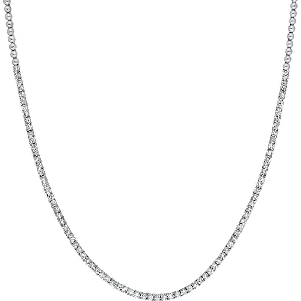 Olas d'Oro - 14K White Gold Diamond Tennis Necklace - 4.68 Carat Total Diamond Weight