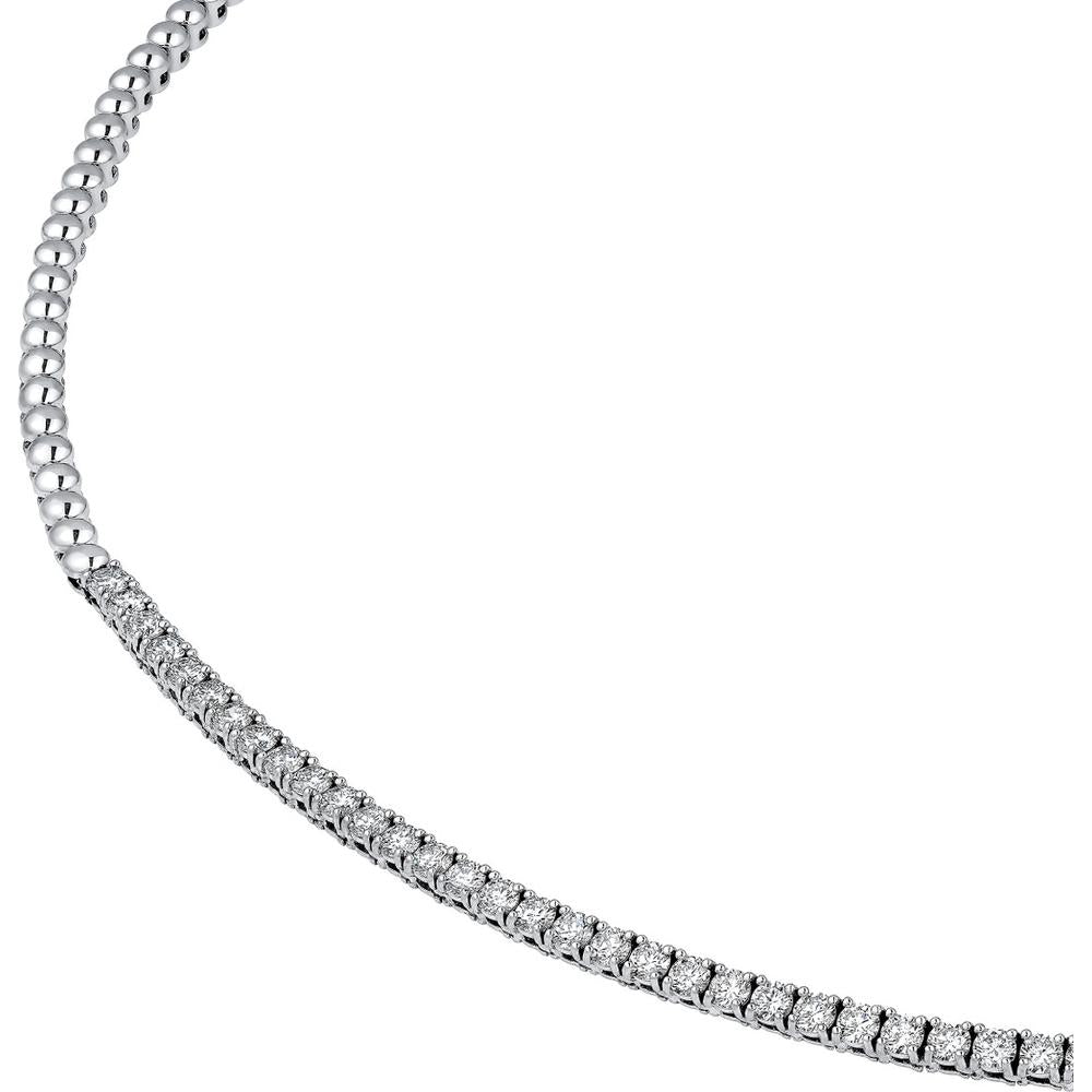 Olas d'Oro - 14K White Gold Diamond Tennis Necklace - 4.68 Carat Total Diamond Weight