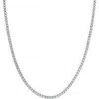 Olas d'Oro - 14K White Gold Diamond Tennis Necklace with Halfway Design - 7.00 Carat Total Diamond Weight