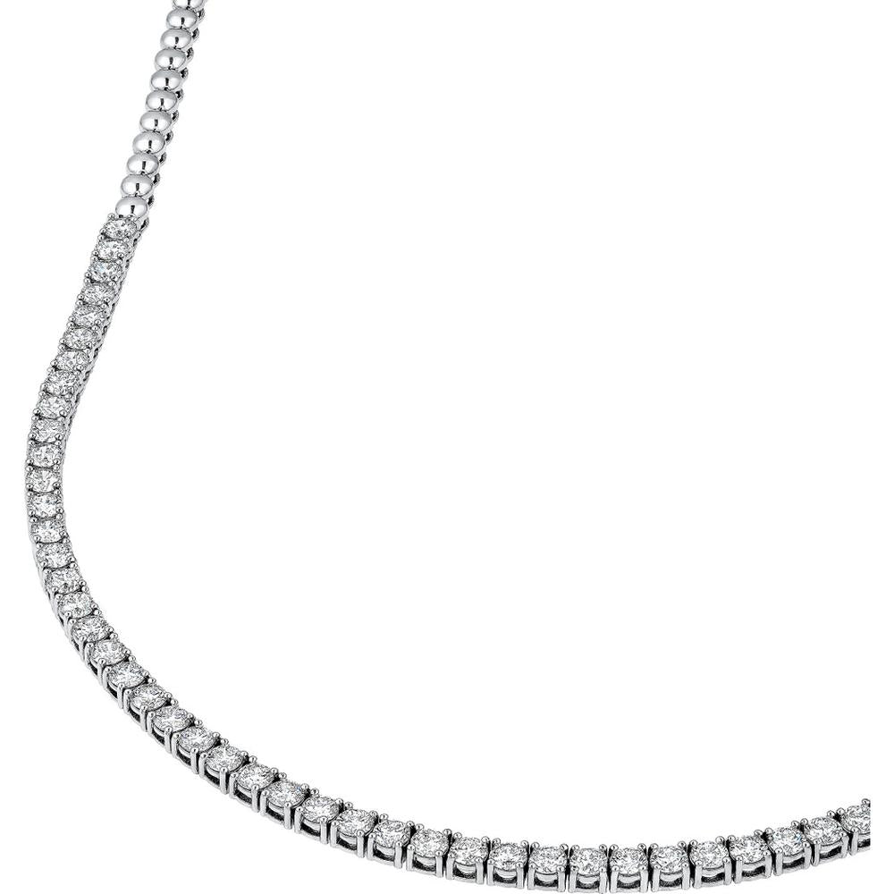 Olas d'Oro - 14K White Gold Diamond Tennis Necklace with Halfway Design - 7.00 Carat Total Diamond Weight