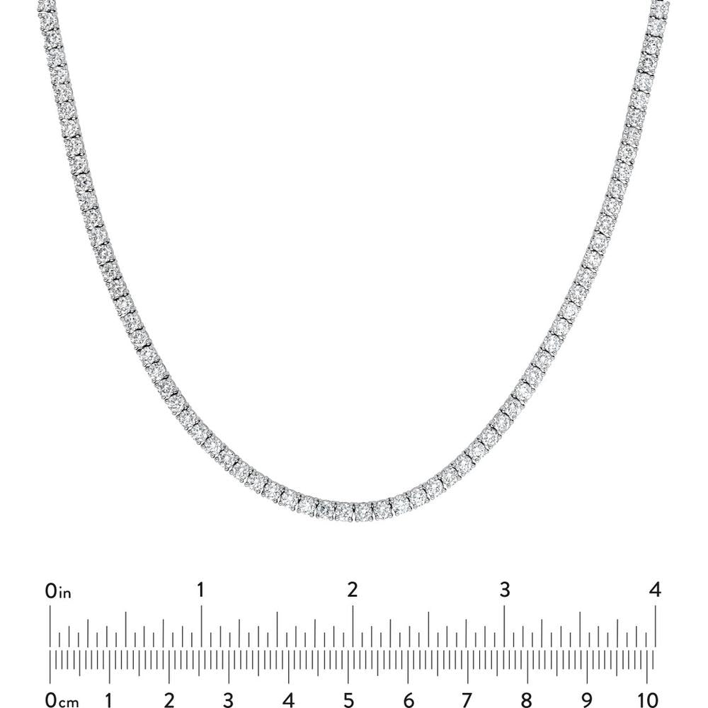Olas d'Oro - 14K White Gold Diamond Tennis Necklace with Halfway Design - 7.00 Carat Total Diamond Weight
