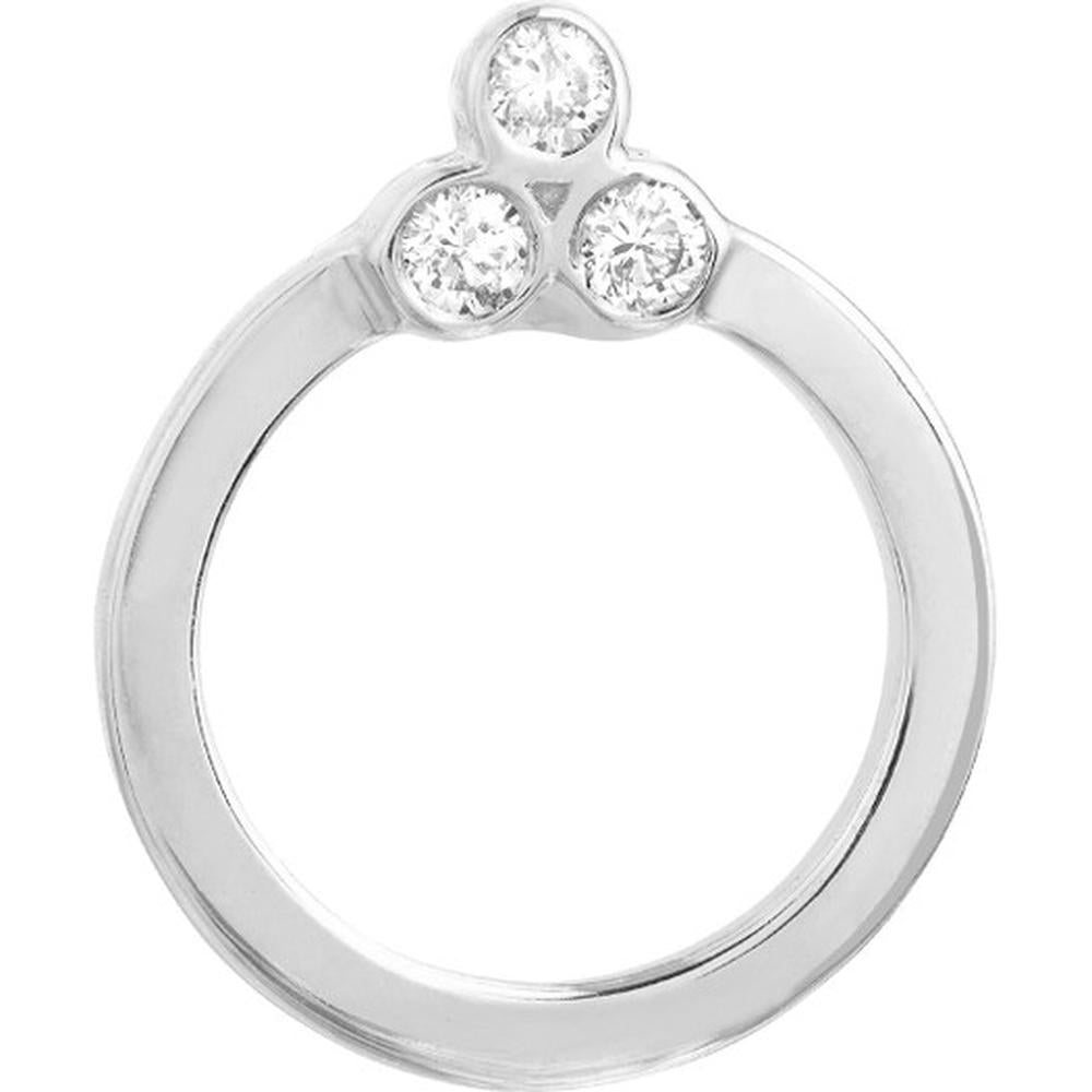 Olas d'Oro - 14K White Gold Diamond Trinity Door Knocker Stud Earrings - 0.08 Carat Total Diamond Weight