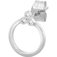 Olas d'Oro - 14K White Gold Diamond Trinity Door Knocker Stud Earrings - 0.08 Carat Total Diamond Weight