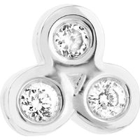 Olas d'Oro - 14K White Gold Diamond Trinity Stud Earrings - 1/15 Carat Total Diamond Weight