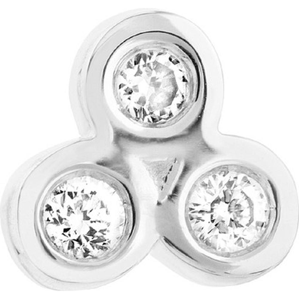 Olas d'Oro - 14K White Gold Diamond Trinity Stud Earrings - 1/15 Carat Total Diamond Weight
