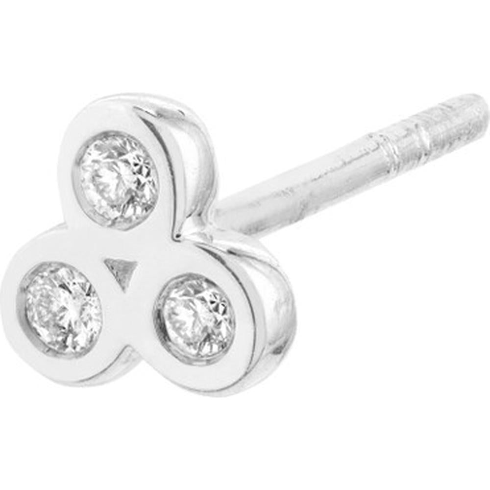 Olas d'Oro - 14K White Gold Diamond Trinity Stud Earrings - 1/15 Carat Total Diamond Weight