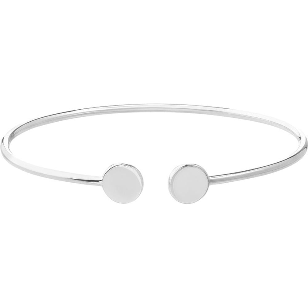 Olas d'Oro - 14K White Gold Disc Cuff Bangle 3.50 Grams Total Weight