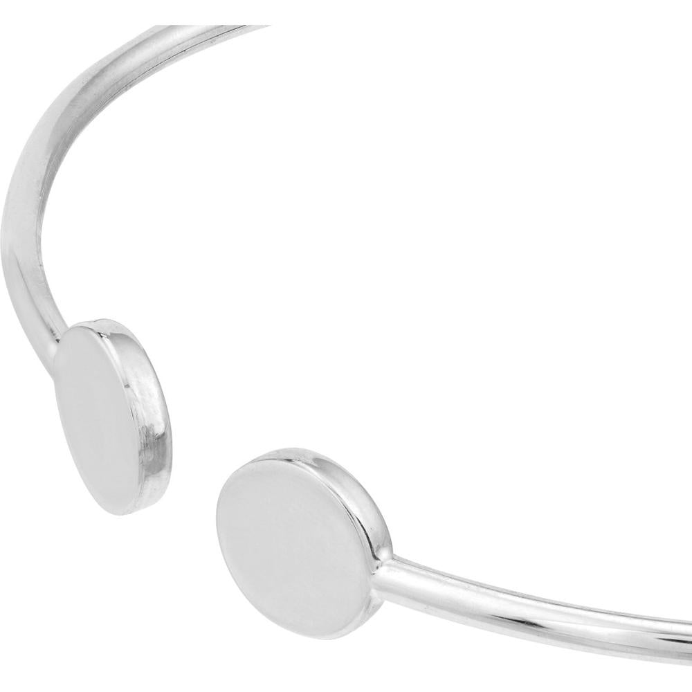 Olas d'Oro - 14K White Gold Disc Cuff Bangle 3.50 Grams Total Weight