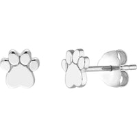 Olas d'Oro - 14K White Gold Dog Paw Stud Earrings with Post Back 1.05 Grams
