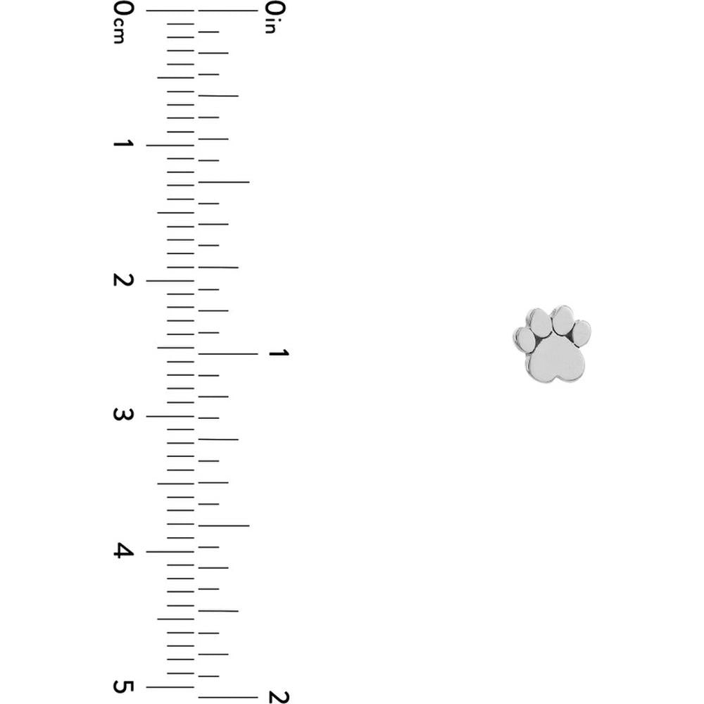 Olas d'Oro - 14K White Gold Dog Paw Stud Earrings with Post Back 1.05 Grams
