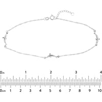 Olas d'Oro - 14K White Gold Dolphin Trio Adjustable Anklet with Singapore Twist Chain