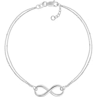 Olas d'Oro - 14K White Gold Double Strand Infinity Adjustable Bracelet - 2.91 Grams Total Weight
