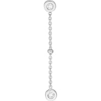 Olas d'Oro - 14K White Gold Drop Earrings with Diamond Bezels and Bead Stations - 0.12 Carat Total Diamond Weight