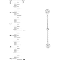 Olas d'Oro - 14K White Gold Drop Earrings with Diamond Bezels and Bead Stations - 0.12 Carat Total Diamond Weight