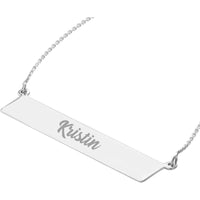 Olas d'Oro - 14K White Gold Engravable Bar & Adjustable Necklace