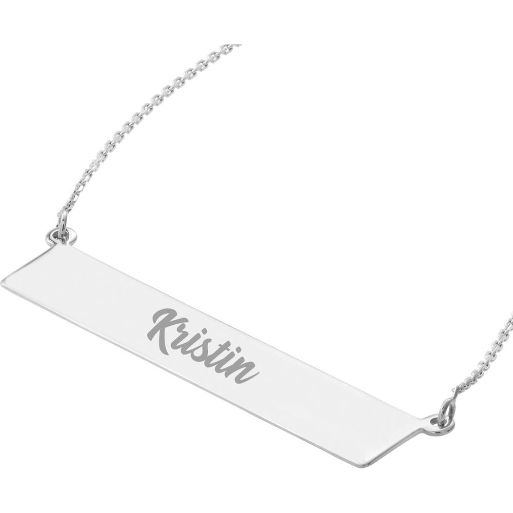 Olas d'Oro - 14K White Gold Engravable Bar & Adjustable Necklace