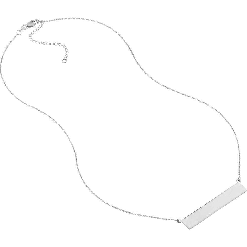 Olas d'Oro - 14K White Gold Engravable Bar & Adjustable Necklace