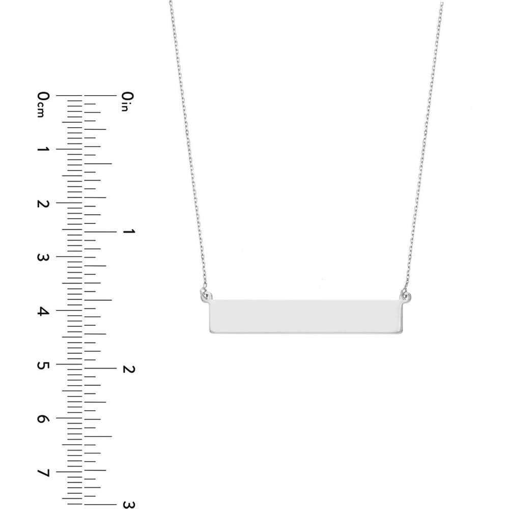 Olas d'Oro - 14K White Gold Engravable Bar & Adjustable Necklace