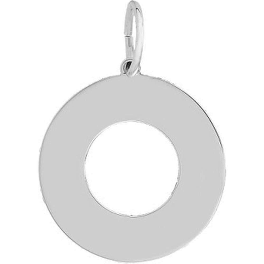 Olas d'Oro - 14K White Gold Engravable Circle Charm Pendant - 1.55 Grams Total Weight
