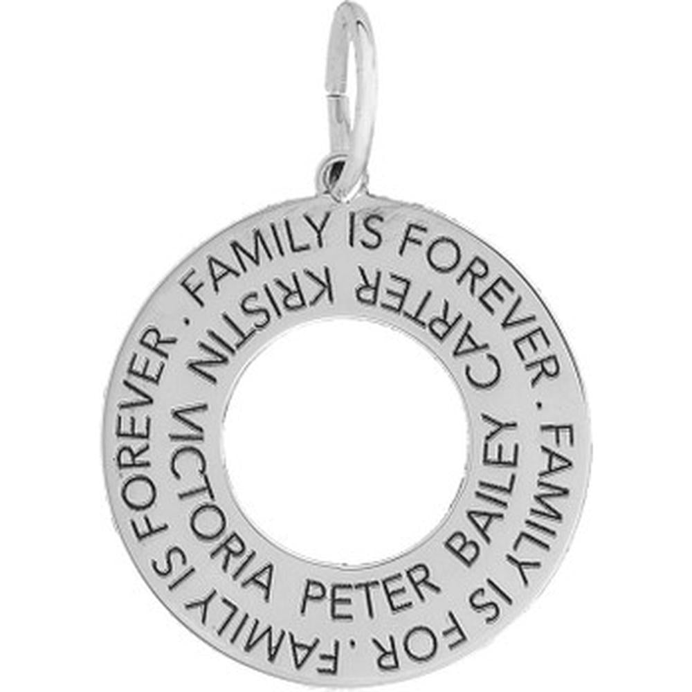 Olas d'Oro - 14K White Gold Engravable Circle Charm Pendant - 1.55 Grams Total Weight
