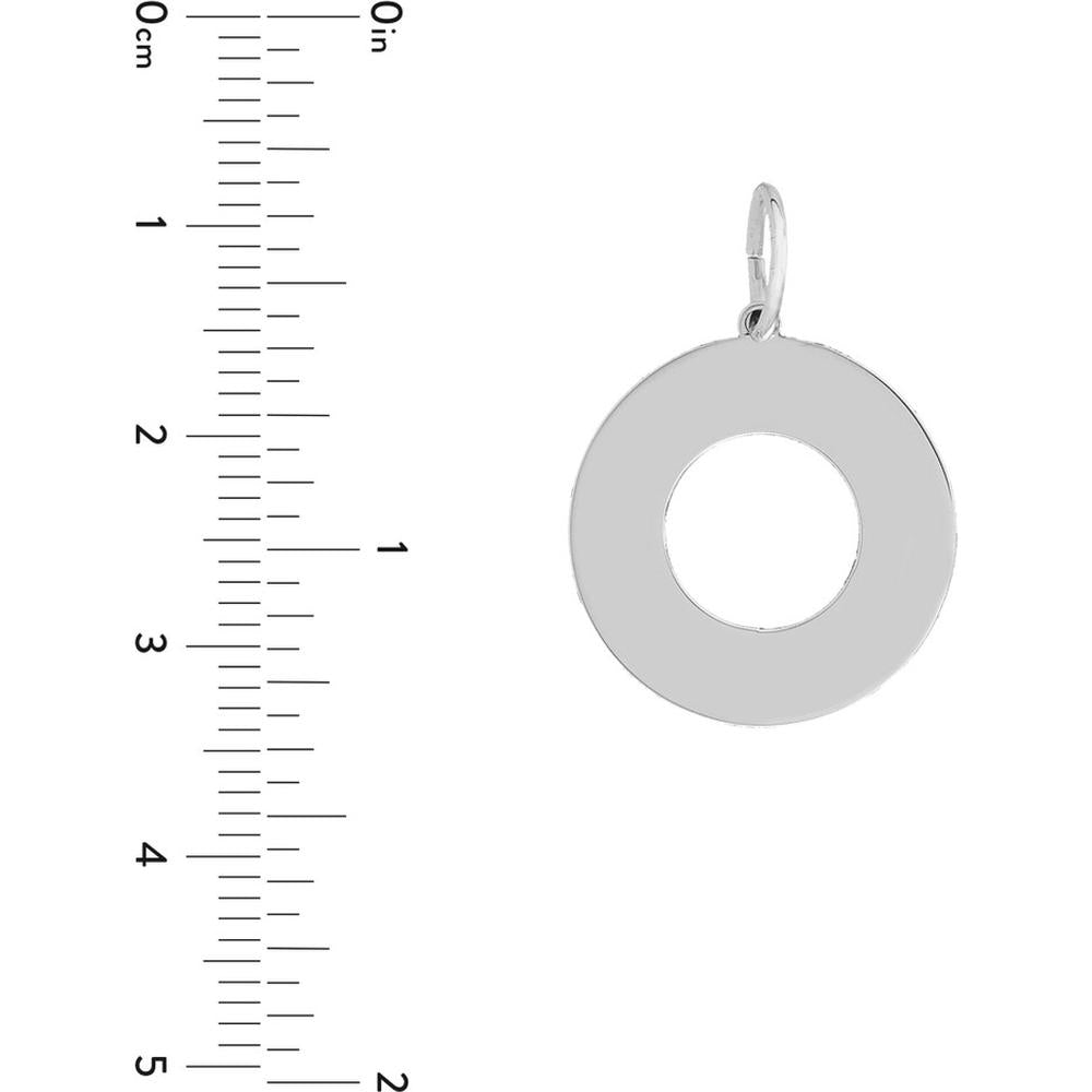 Olas d'Oro - 14K White Gold Engravable Circle Charm Pendant - 1.55 Grams Total Weight