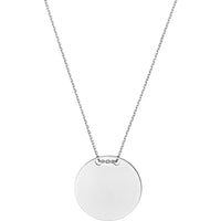 Olas d'Oro - 14K White Gold Engravable Circle Plate Adjustable Necklace