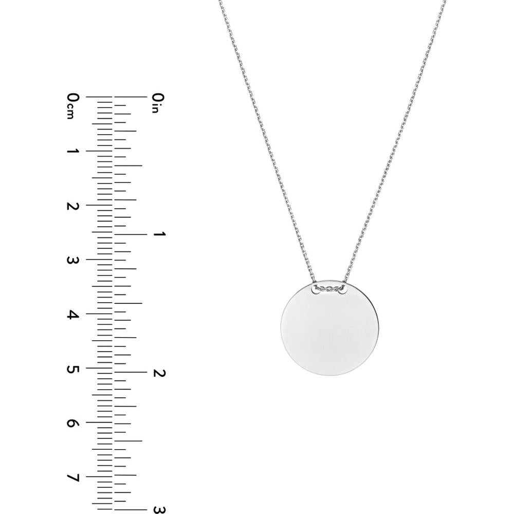 Olas d'Oro - 14K White Gold Engravable Circle Plate Adjustable Necklace