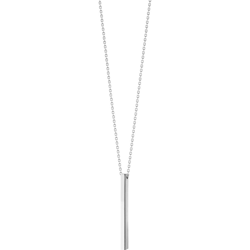 Olas d'Oro - 14K White Gold Engravable Cube Adjustable Necklace with Lobster Clasp