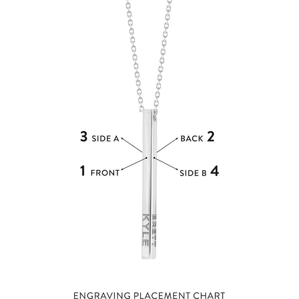 Olas d'Oro - 14K White Gold Engravable Cube Adjustable Necklace with Lobster Clasp