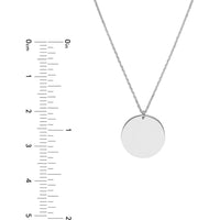 Olas d'Oro - 14K White Gold Engravable Disc Pendant Necklace - Adjustable 16-18 inches