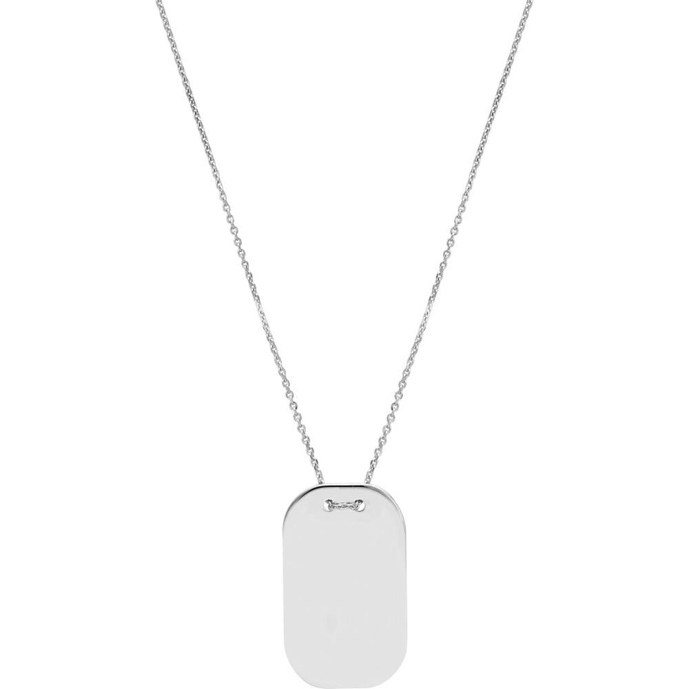 Olas d'Oro - 14K White Gold Engravable Dog Tag Adjustable Necklace - 3.62 Grams