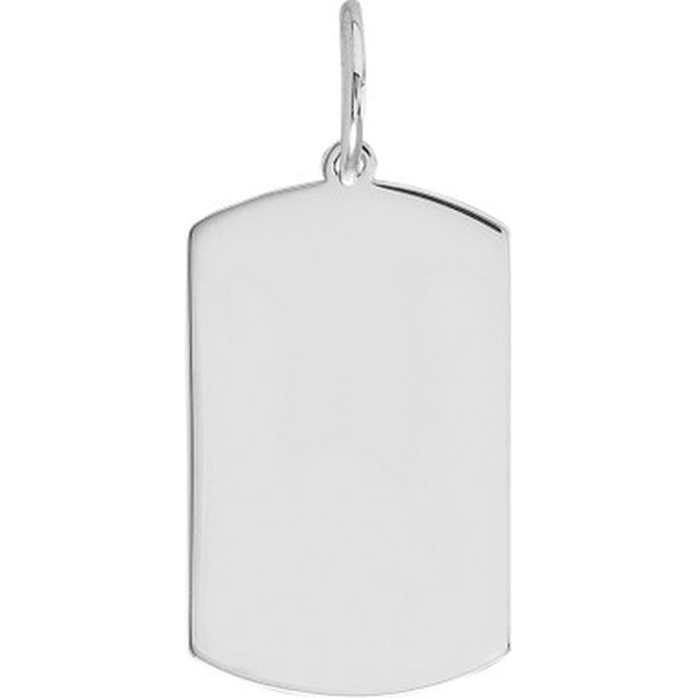 Olas d'Oro - 14K White Gold Engravable Dog Tag Charm Pendant - 1.85 Grams
