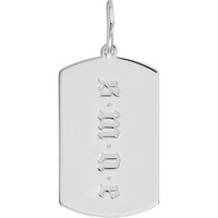 Olas d'Oro - 14K White Gold Engravable Dog Tag Charm Pendant - 1.85 Grams