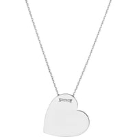 Olas d'Oro - 14K White Gold Engravable Heart Plate Adjustable Necklace - 3.50 Grams