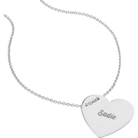 Olas d'Oro - 14K White Gold Engravable Heart Plate Adjustable Necklace - 3.50 Grams