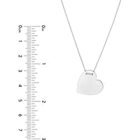 Olas d'Oro - 14K White Gold Engravable Heart Plate Adjustable Necklace - 3.50 Grams