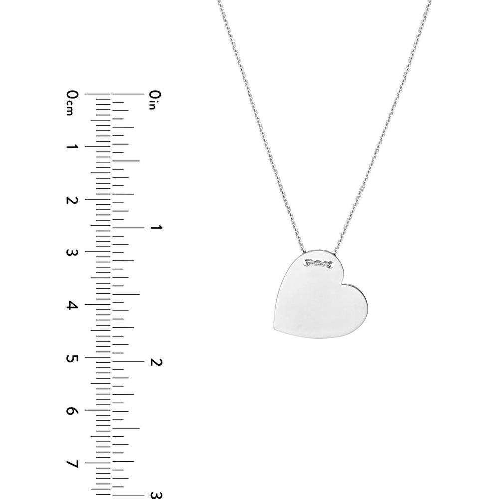 Olas d'Oro - 14K White Gold Engravable Heart Plate Adjustable Necklace - 3.50 Grams