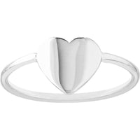 Olas d'Oro - 14K White Gold Engravable Heart Wire Ring - Size 8 - 1.55 Grams