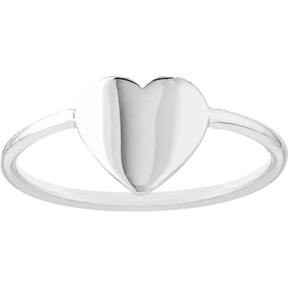 Olas d'Oro - 14K White Gold Engravable Heart Wire Ring - Size 8 - 1.55 Grams