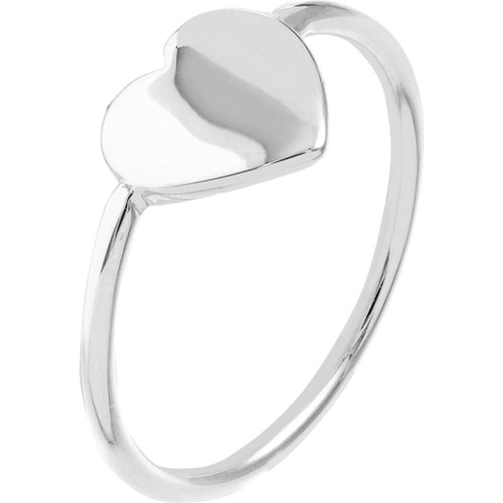 Olas d'Oro - 14K White Gold Engravable Heart Wire Ring - Size 8 - 1.55 Grams