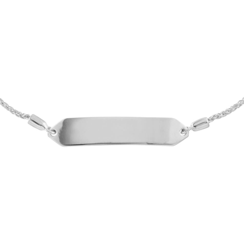 Olas d'Oro - 14K White Gold Engravable Hexagon ID Bar Bolo Bracelet