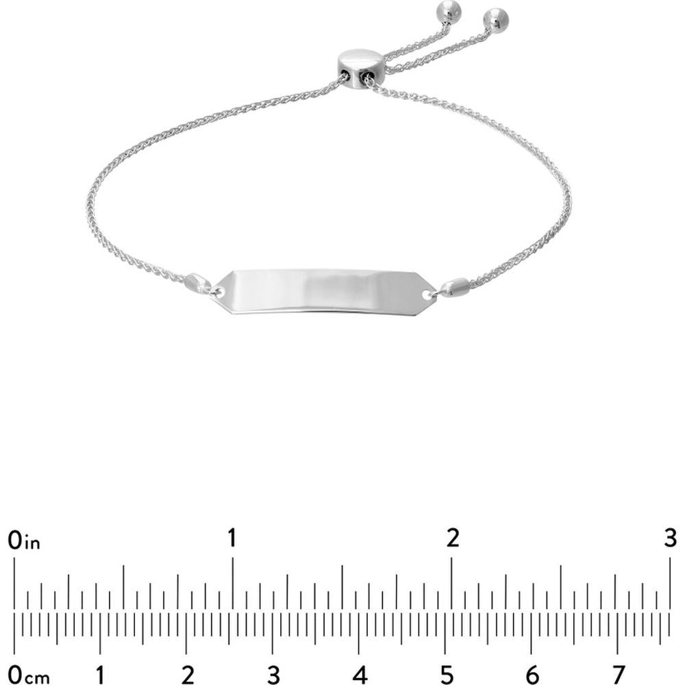 Olas d'Oro - 14K White Gold Engravable Hexagon ID Bar Bolo Bracelet