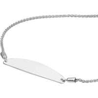 Olas d'Oro - 14K White Gold Engravable Initial ID Bar Bolo Bracelet with Adjustable Closure - 3.92 Grams Weight