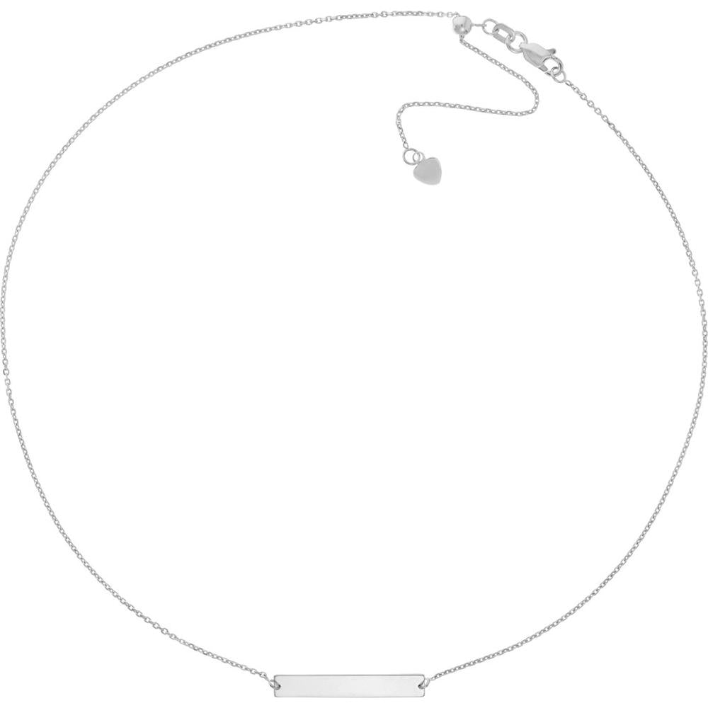 Olas d'Oro - 14K White Gold Engravable Mini Bar Adjustable Choker with Lobster Clasp