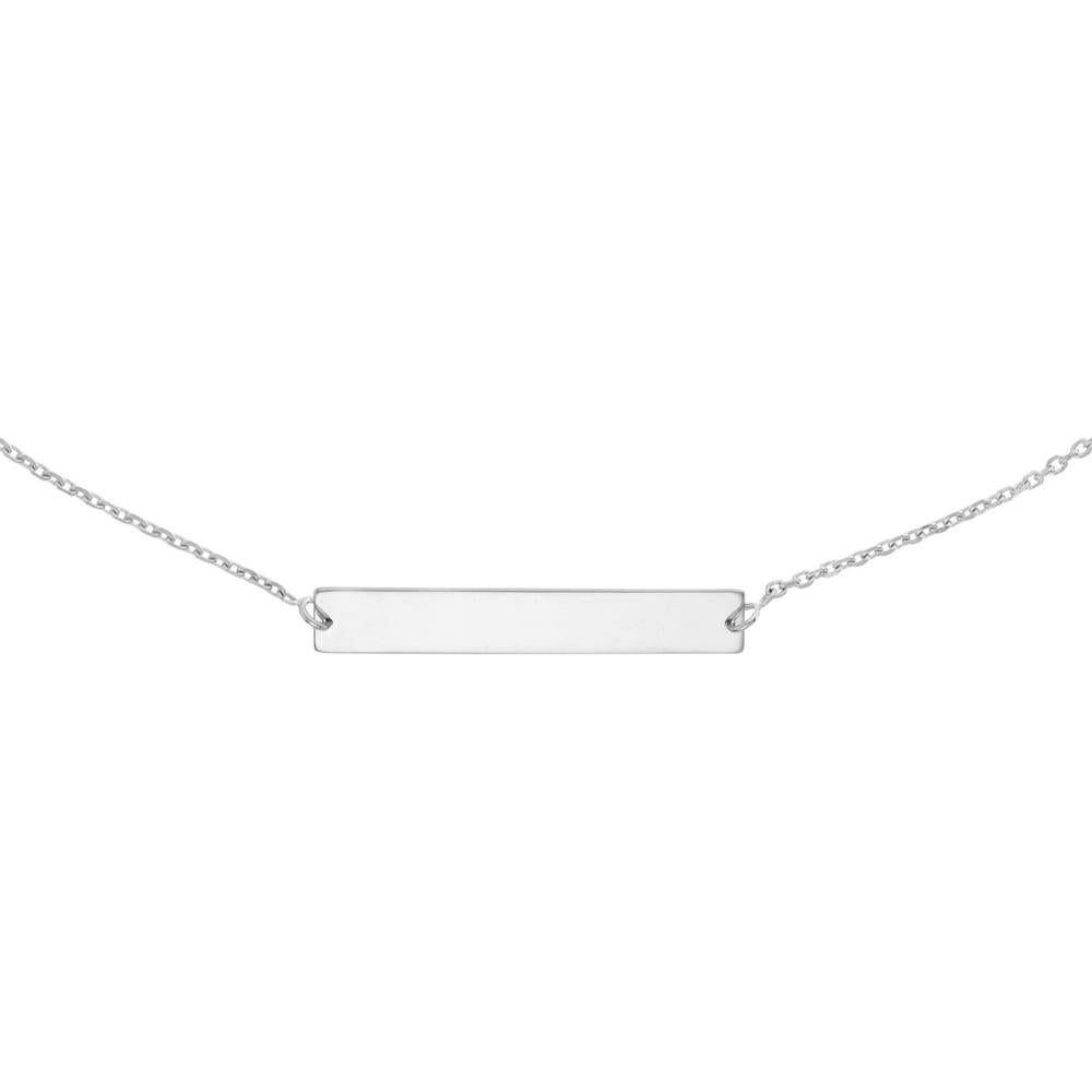 Olas d'Oro - 14K White Gold Engravable Mini Bar Adjustable Choker with Lobster Clasp