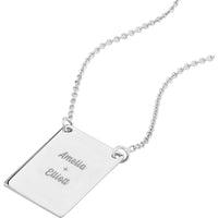 Olas d'Oro - 14K White Gold Engravable Rectangle Plate Adjustable Necklace - 2.60 Grams Total Weight