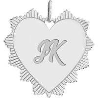 Olas d'Oro - 14K White Gold Engravable Spike Heart Pendant - 18.5 x 20mm