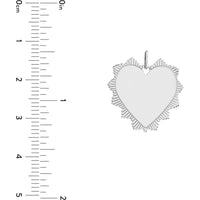 Olas d'Oro - 14K White Gold Engravable Spike Heart Pendant - 18.5 x 20mm