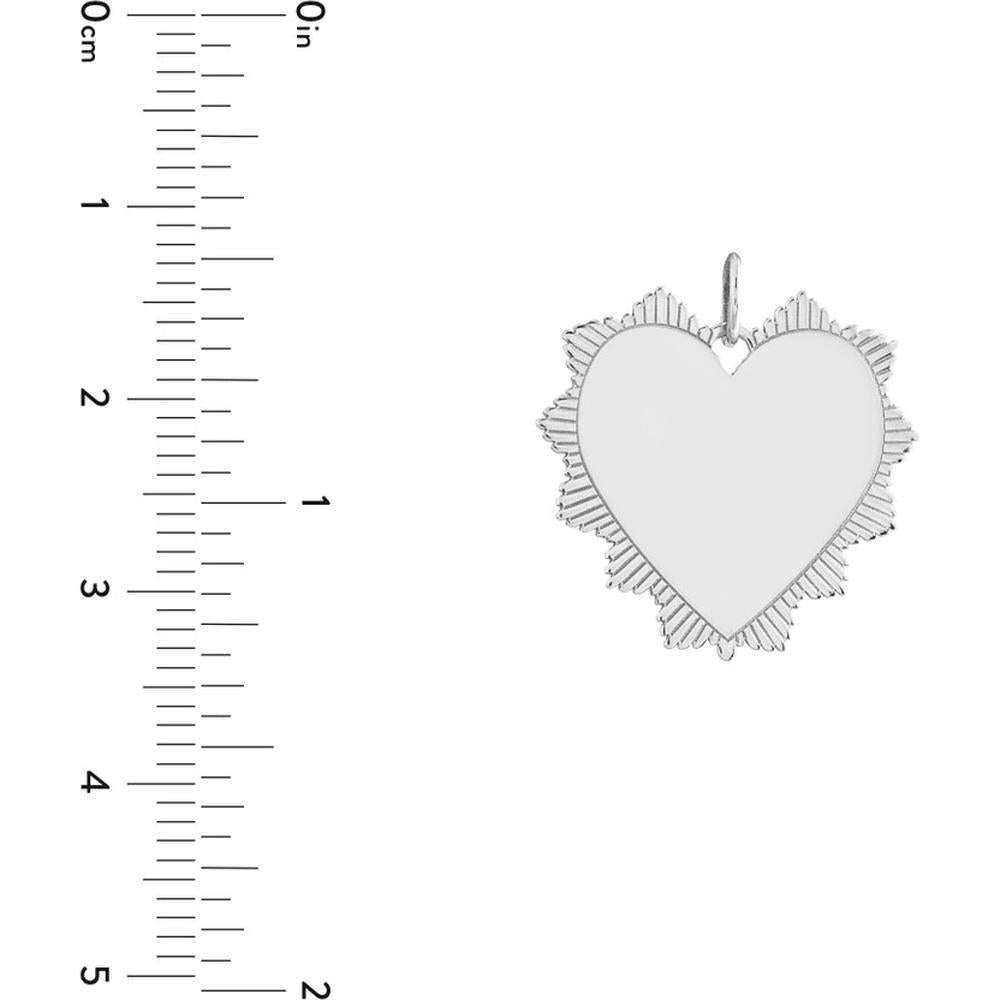 Olas d'Oro - 14K White Gold Engravable Spike Heart Pendant - 18.5 x 20mm